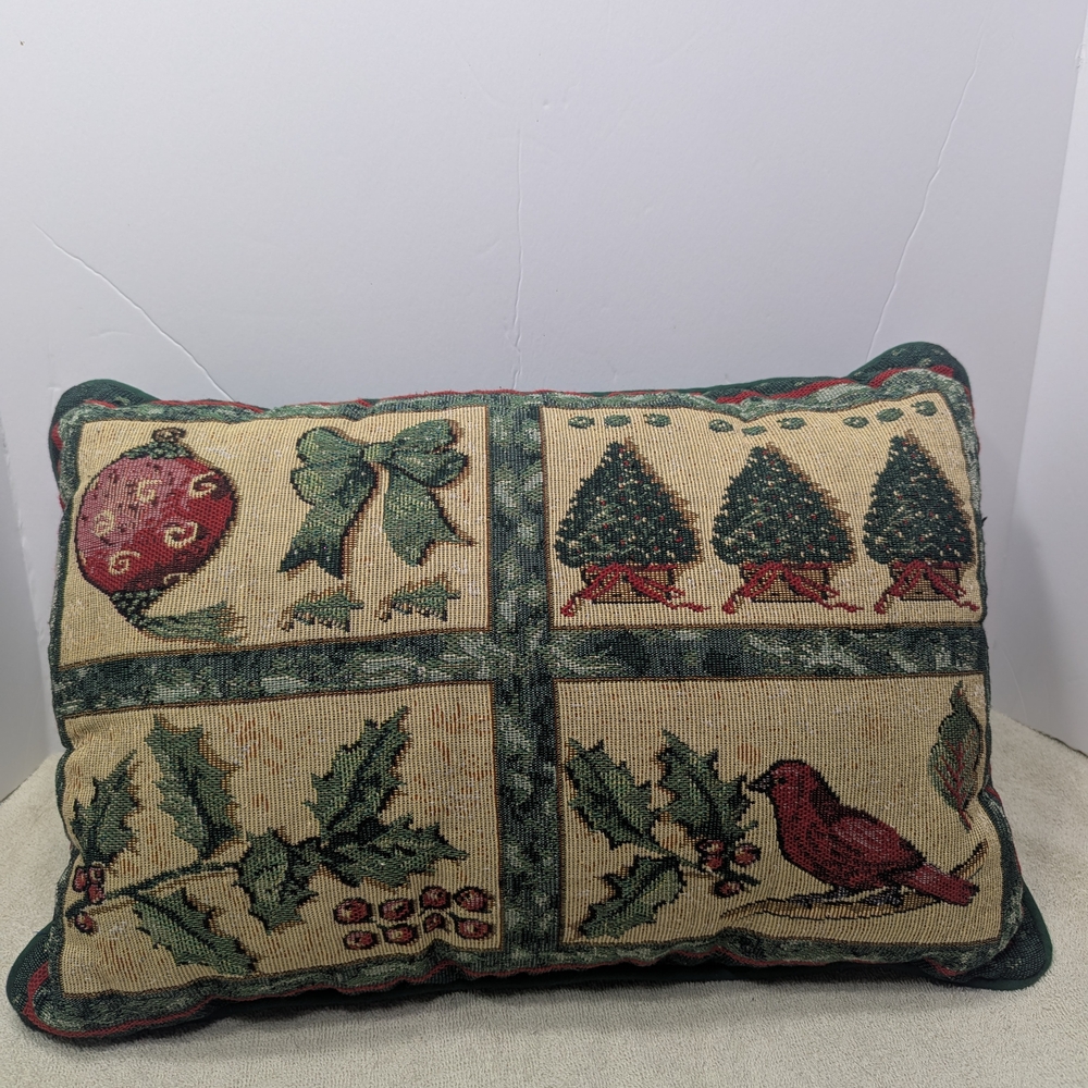 Festive Holiday Pillow with Red and Green Accents